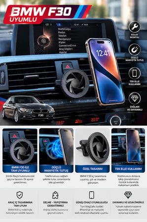Bmw F30 Araç Içi Premium Telefon Tutucu - Araba Telefon Tutacağı Havalandırma Için