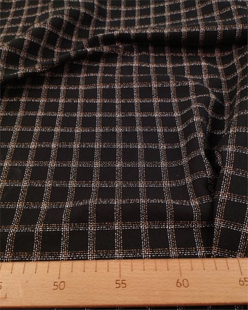 Siyah Üzeri Hardal Beyaz Ekoseli Gabardin Kumaş Ceketlik & Pantolonluk En: 140cm