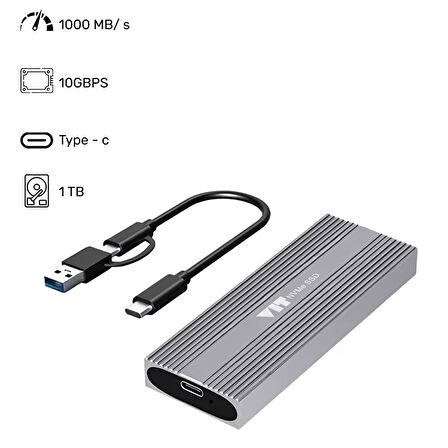 VIT 1TB TAŞINABİLİR DİSK | USB 3.1 Gen 2 | Metal Kasa V001TB