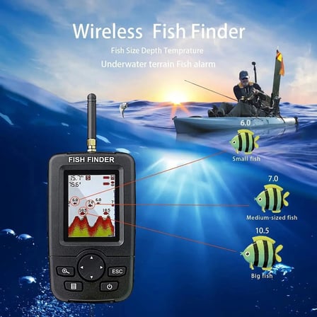 Wireless Balık Bulucu Akıllı Sonar Teknolojisi LCD Ekranlı Kablosuz Balık Tespit Cihazı