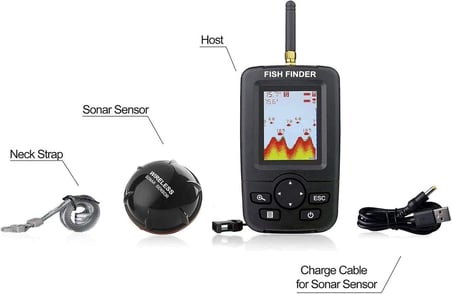 Wireless Balık Bulucu Akıllı Sonar Teknolojisi LCD Ekranlı Kablosuz Balık Tespit Cihazı