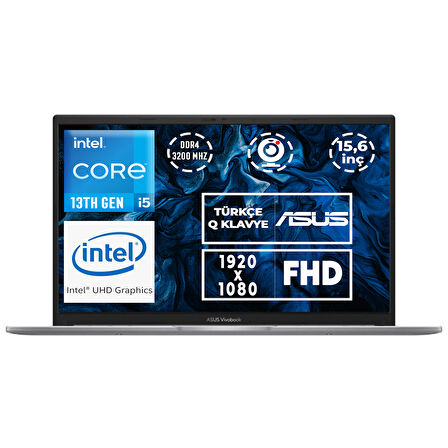 Asus Vivobook 15 i5-1335U 8GB 512GB SSD 15.6" FHD Freedos Taşınabilir Bilgisayar X1504VA-NJ104