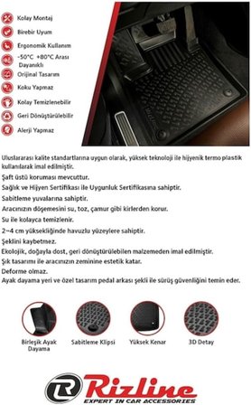 Toyota Rav4 2020 Model İle Uyumlu 3D Ekstra Havuzlu Paspas