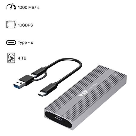 VIT 4TB TAŞINABİLİR DİSK | USB 3.1 Gen 2 | Metal Kasa V004TB
