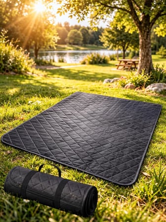 Beylini Piknik Örtüsü Baklava Desen Kamp Matı Isıya Suya Dayanıklı Taşınabilir Saklanabilir Plaj Çim Sofra 4 Ölçü (Siyah, 150x250 cm)