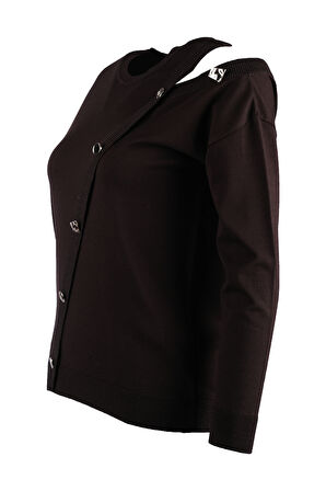 Detaylı Düğmeli Kazak Vedi