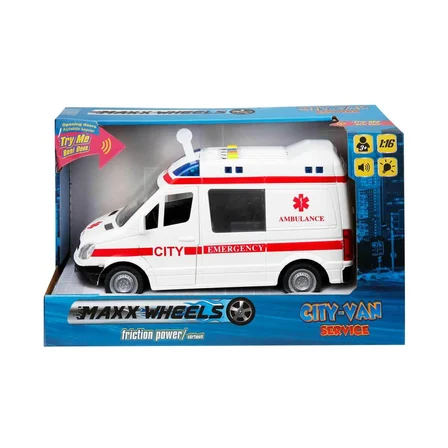 Sunman 1/16 Minibüs Sehir Kurtarma Polis/Ambulans Ses/Işık Asst. Wy590A