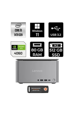 ThinkCentre Neo i9 14900 80GB 512GB SSD RTX4060/8GB W11H Mini Masaüstü Bilgisayar