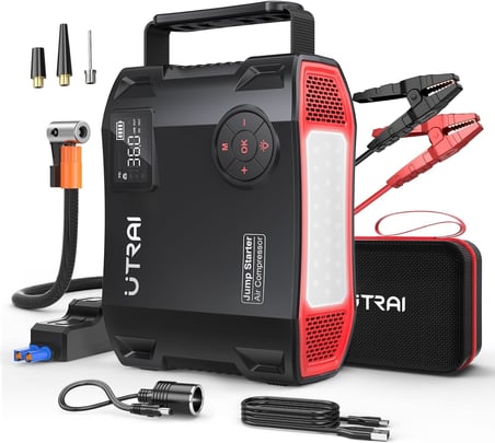 Jstar 5 24000mAh 2000A Jump Starter + Lastik Şişirme Pompası Taşınabilir Akü Takviye Cihazı (Çanta + LCD Ekran + Powerbank + Led Lamba)