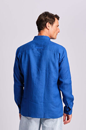 Ruck & Maul Erkek Keten Gömlek 24865-952 Surf Blue