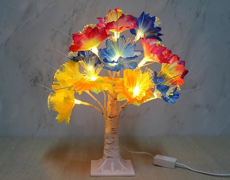 Evimdeyokyok Dekoratif Ledli Çiçek Gece Lambası 35 Cm Fiber Optik