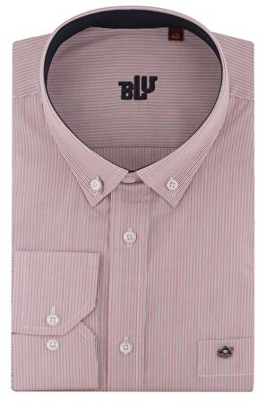 BLU Yarım İtalyan Üstten Düğmeli Yaka Klasik Gömlek