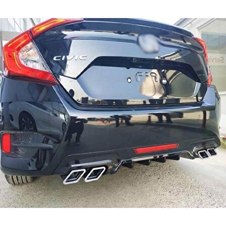 Oled Garaj Honda Civic FC5 İçin Uyumlu Kare 4 Egzoz Difüzör Piano Black