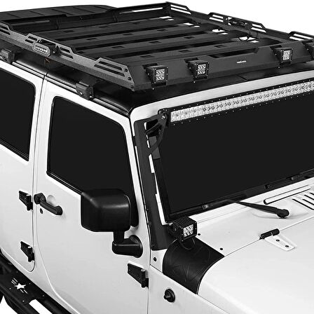 Oled Garaj Jeep Wrangler JK İçin Uyumlu Tavan Sepeti ve Cam Çerçevesi Ledli 2007-2017