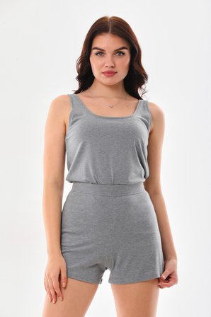 Extra Yumuşak Viskon Şort Home&Beach-Gri Melanj