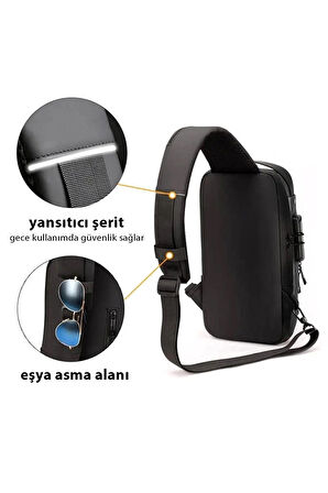 Newish Polo Uziko Çapraz Sırt Çantası-Body Bag USB ve Kulaklık Çıkışlı