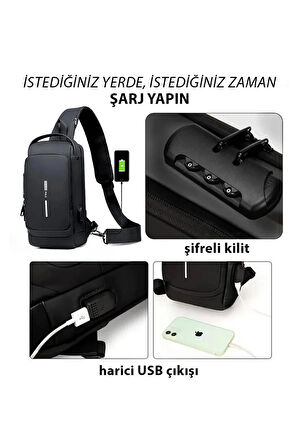 Newish Polo Uziko Çapraz Sırt Çantası-Body Bag USB ve Kulaklık Çıkışlı