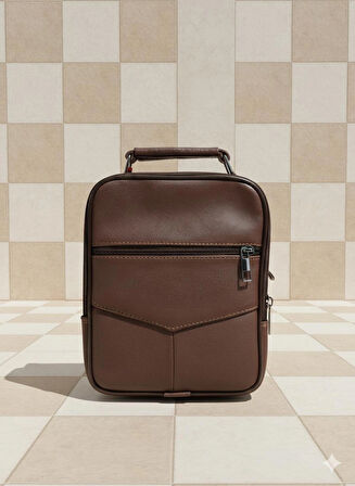 NEWİSH POLO HAKİKİ DERİ POSTACI KASALI EL OMUZ ÇANTASI ORTABOY-KOYU KAHVE