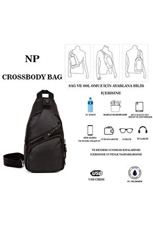 NEWİSH POLO YIKAMA DERİ ÇAPRAZ SIRT ÇANTASI-BODY BAG USB VE KULAKLIK ÇIKIŞLI