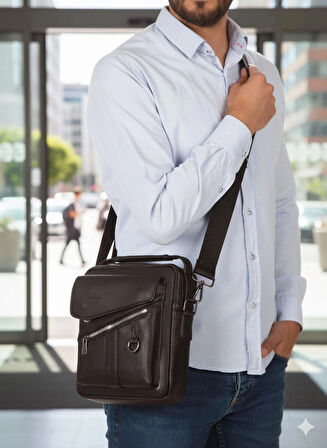 Newish Polo Suni Deri Postacı Çapraz Omuz ve El Çantası Büyük-NPJEEP02