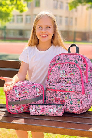 NewBag UNİCORN KIZ SIRT OKUL ÇANTASI-3'LÜ SET  (YENİ SEZON)