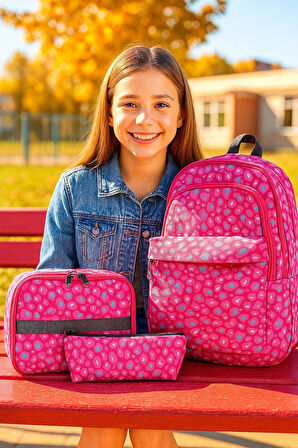 NewBag KAMUFLAJ KIZ  SIRT OKUL ÇANTASI-3'LÜ SET  (YENİ SEZON)