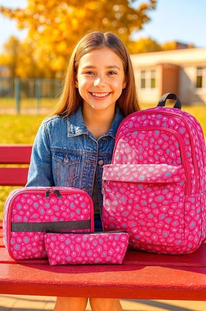 NewBag KAMUFLAJ KIZ  SIRT OKUL ÇANTASI-3'LÜ SET  (YENİ SEZON)
