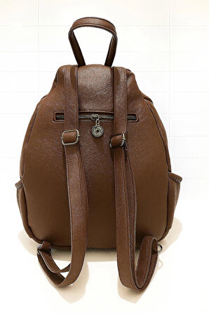 NEWİSH POLO KAPAKLI SIRT ÇANTASI-YIKAMA SUNİ DERİ-KOYU KAHVE