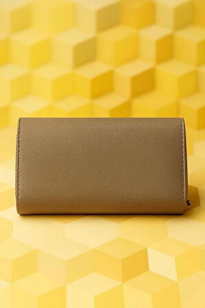 NEWİSH POLO ZARF MODEL KAPAKLI FERMUARLI KADIN PORTFÖY CÜZDAN-BÜYÜK BOY-ALTIN