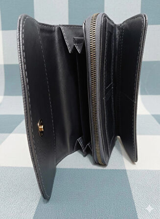 NEWİSH POLO ZARF MODEL KAPAKLI FERMUARLI KADIN PORTFÖY CÜZDAN-BÜYÜK BOY-BRONZ