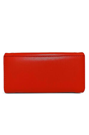 NEWİSH POLO ZARF MODEL KAPAKLI FERMUARLI KADIN PORTFÖY CÜZDAN-BÜYÜK BOY-KIRMIZI