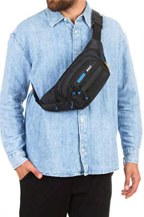 NEWİSH POLO ÇAPRAZ BEL VE OMUZ ÇANTASI-FREE BAG SİYAH MAVİ