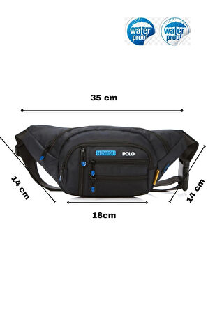 NEWİSH POLO ÇAPRAZ BEL VE OMUZ ÇANTASI-FREE BAG SİYAH MAVİ