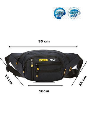 NEWİSH POLO ÇAPRAZ BEL VE OMUZ ÇANTASI-FREE BAG SİYAH SARI