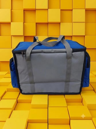 NEWBAG YANDAN CEPLİ YALITIMLI SOĞUTUCU  EL ASKILI TAŞINABİLİR KAMP PİKNİK ÇANTASI-ORTA BOY-GRİ MAVİ