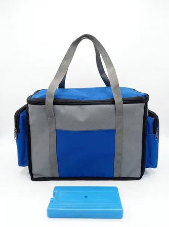 NEWBAG YANDAN CEPLİ YALITIMLI SOĞUTUCU  EL ASKILI TAŞINABİLİR KAMP PİKNİK ÇANTASI-ORTA BOY-GRİ MAVİ