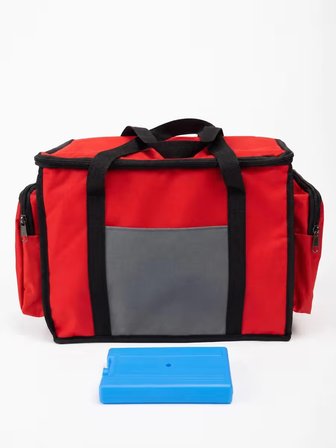 NEWBAG YANDAN CEPLİ YALITIMLI SOĞUTUCU  EL ASKILI TAŞINABİLİR KAMP PİKNİK ÇANTASI-ORTA BOY-KIRMIZI GRİ