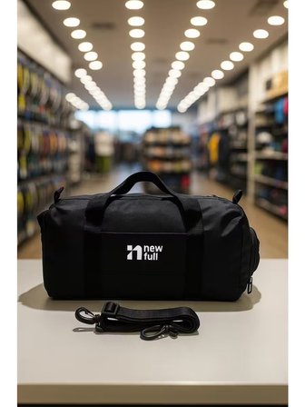 NEWFULL SPORT AYAKKABI BÖLMELİ ASTARLI SU GEÇİRMEZ SEYAHAT VE SPOR ÇANTASI-ORTA BOY-SİYAH