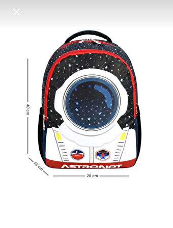 NEWFULL ASTRONOT BASKILI ERKEK SIRT OKUL ÇANTASI-2'Lİ SET (YENİ SEZON)-SİYAH KIRMIZI 