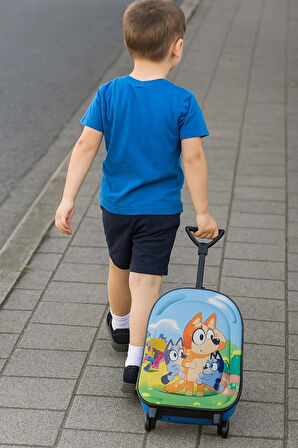 NEWFULL ÇEKÇEKLİ Erkek Çocuk  ANAOKUL SIRT ÇANTASI-AÇIK MAVİ