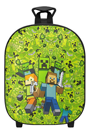 NEWFULL ÇEKÇEKLİ Erkek Çocuk  ANAOKUL SIRT ÇANTASI-YEŞİL