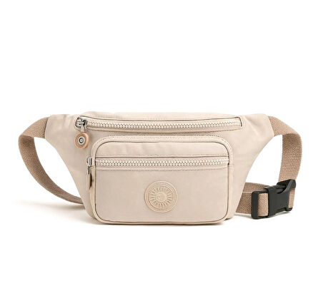 NEWİSH POLO KRİNKIL KUMAŞ BEL VE OMUZ ÇANTASI-FREE BAG KREM