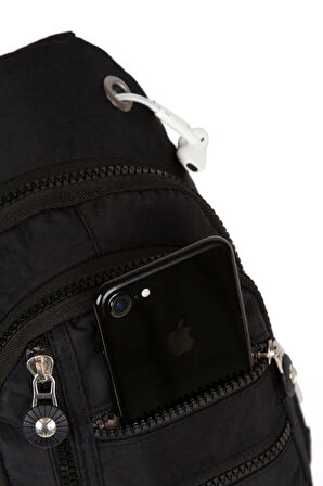 NEWİSH POLO KADIN KRİNKIL KUMAŞ ÇAPRAZ TEK KOL GÖĞÜS VE OMUZ SIRT ÇANTASI-CROSSBODY BAG-SİYAH