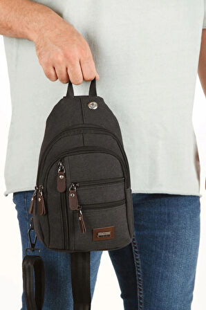 NEWİSH POLO Body Bag Usb Çıkışlı Çapraz Göğüs Ve Sırt Çantası-Kanvas 2334