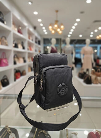 NEWİSH POLO KADIN KRİNKIL AYARLANABİLİR ASKILI POSTACI OMUZ ÇANTASI-GRİ