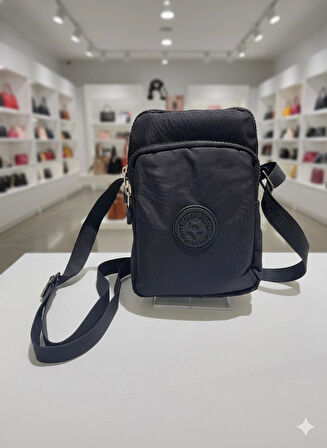 NEWİSH POLO KADIN KRİNKIL AYARLANABİLİR ASKILI POSTACI OMUZ ÇANTASI-SİYAH