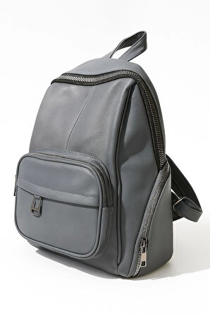 NEWİSH POLO DONNA BAYAN MODEL SIRT ÇANTASI-YIKAMA SUNİ DERİ GRİ