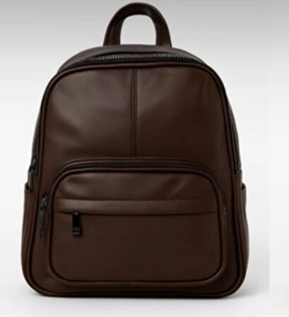 NEWİSH POLO DONNA BAYAN MODEL SIRT ÇANTASI-YIKAMA SUNİ DERİ KOYU KAHVE