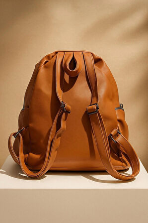 NEWİSH POLO DONNA BAYAN MODEL SIRT ÇANTASI-YIKAMA SUNİ DERİ TABA