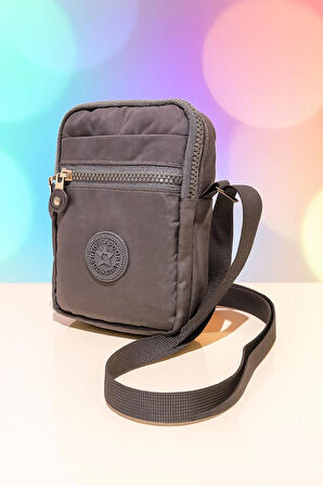 NEWİSH POLO KADIN KRİNKIL AYARLANABİLİR ASKILI CEPLİ POSTACI OMUZ ÇANTASI-GRİ